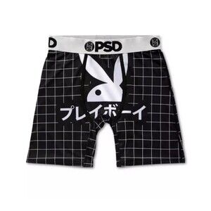 Size Medium - PSD Playboy Kanji Boxers Underwear Black Silver NEW